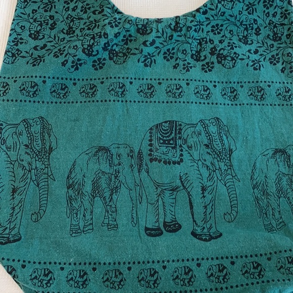 Green Printed Crossbody Shoulder Hippie Boho Messenger Cotton Bag - Picture 9 of 13